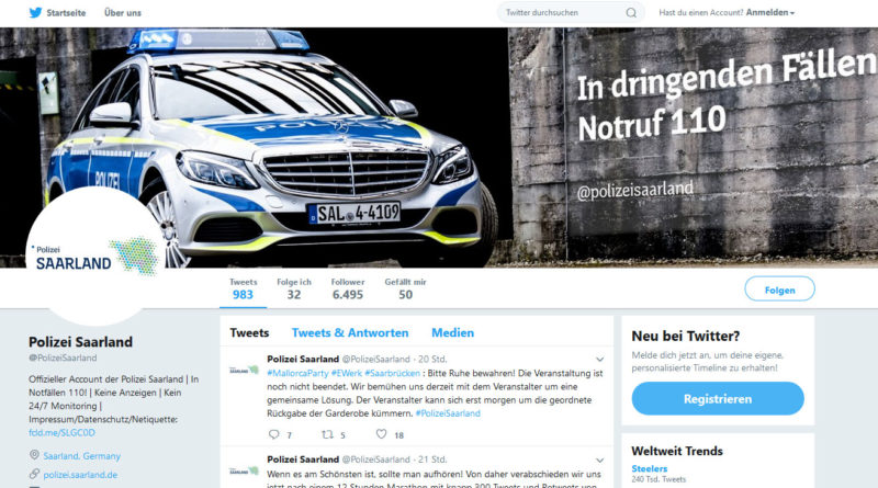 Der Auftritt der Polizei des Saarlandes bei Twitter