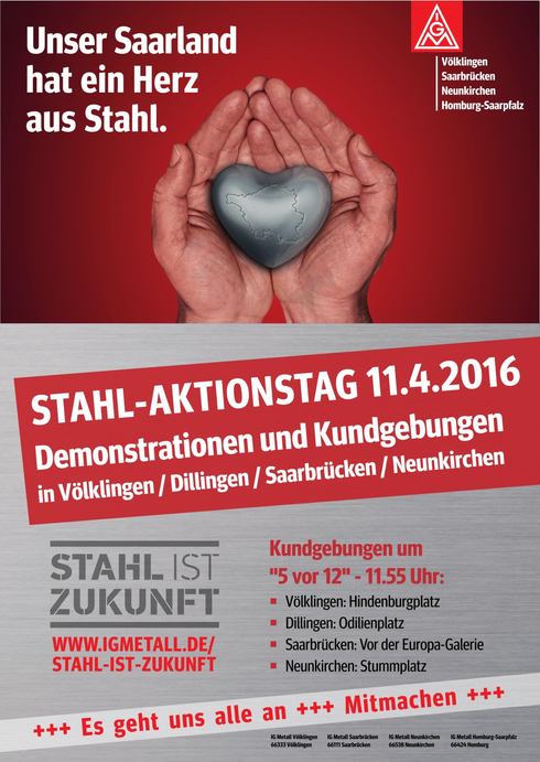 Die IG Metall kämpft für die Arbeitsplätze in der Stahlindustrie!