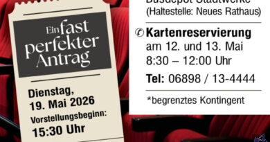 Einladung zum Seniorenkino für Völklingerinnen und Völklinger im Mai