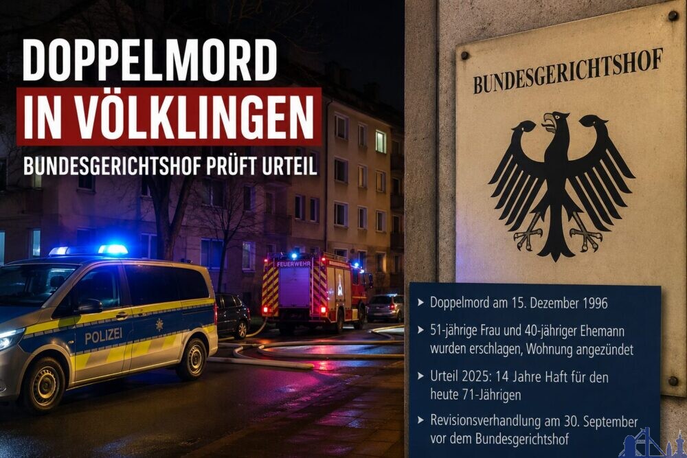 Doppelmord in Völklingen: Bundesgerichtshof befasst sich mit dem Fall // KI-Grafik