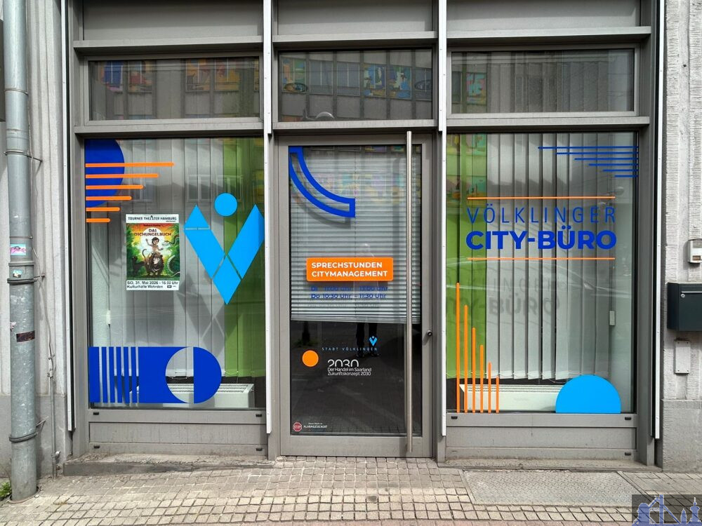 Der Eingang zum neuen City-Büro in der Rathausstraße 28 in Völklingen.Bild: Stadt Völklingen
