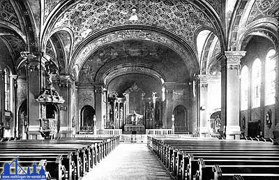Innenansicht der neuen Kirche um 1945