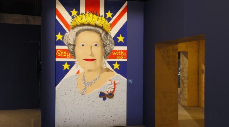 Das Werk "Stay with us!" von Thomas Baumgärtel in der Ausstellung "Legende Queen Elizabeth II. Sammlung Luciano Pelizzari" im Weltkulturerbe Völklinger Hütte Das Bild von Thomas Baumgärtel ist auch der Auftakt für die "5. UrbanArt Biennale® 2019 Unlimited", in der Thomas Baumgärtel vertreten sein wird. Copyright: Weltkulturerbe Völklinger Hütte/Karl Heinrich Veith