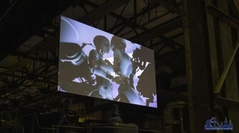 Blick in die Ausstellung THE WORLD OF MUSIC VIDEO, mit dem Video zu ALL IS FULL OF LOVE von Björk Copyright: Justina Heinz / Weltkulturerbe Völklinger Hütte