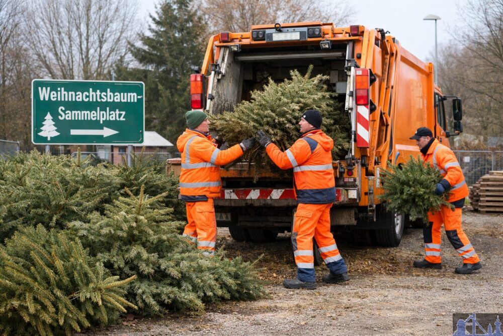 Weihnachtsbaumentsorgung im Stadtteil (Quelle: Chatgpt // KI)