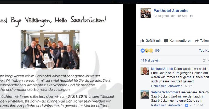 Familie Albrecht verlässt 2018 das Parkhotel (Screenshot: Facebook)