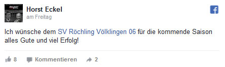 Eckel meldet sich in Völklingen (Screenshot: Facebook)