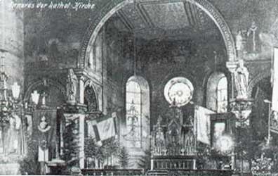 Ein Blick in den Chor der alten Sankt Eligius Kirche (Foto: Sammlung Heimatkundlicher Verein Warndt)