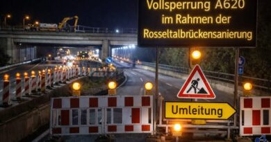 Vollsperrung A 620 im Rahmen der Sanierungsarbeiten der Rosseltalbrücke