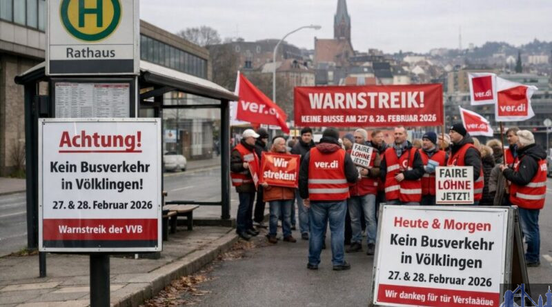 Warnstreik bei der VVB: Kein Busverkehr in Völklingen am 27. und 28. Februar 2026