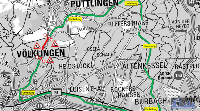 Update: L 136 – Straßenbauarbeiten zwischen Völklingen und Püttlingen unter Vollsperrung (Grafik: LfS)