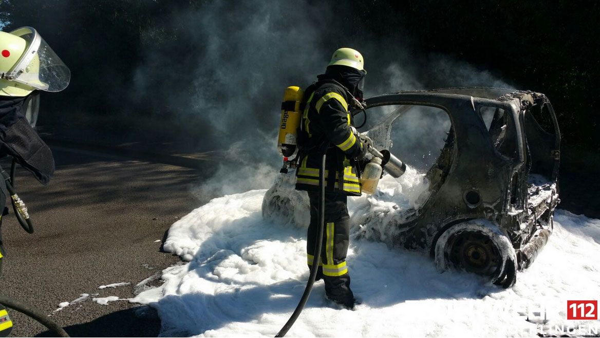 Vom Smart blieb nicht mehr viel übrig (Foto: Feuerwehr Völklingen)