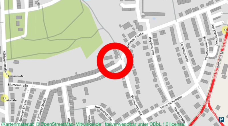 Geplanter Standort des Zentrums (Kartenmaterial: © OpenStreetMap-Mitwirkende ; freiverwendbar unter ODbL 1.0 license)