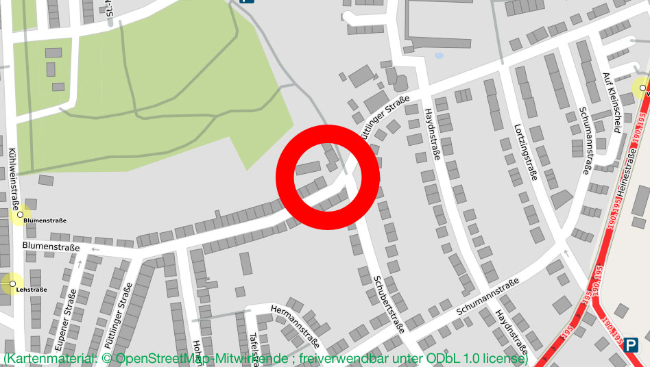 Geplanter Standort des Zentrums (Kartenmaterial: © OpenStreetMap-Mitwirkende ; freiverwendbar unter <a href="https://opendatacommons.org/licenses/odbl/1.0/">ODbL 1.0 license</a>)