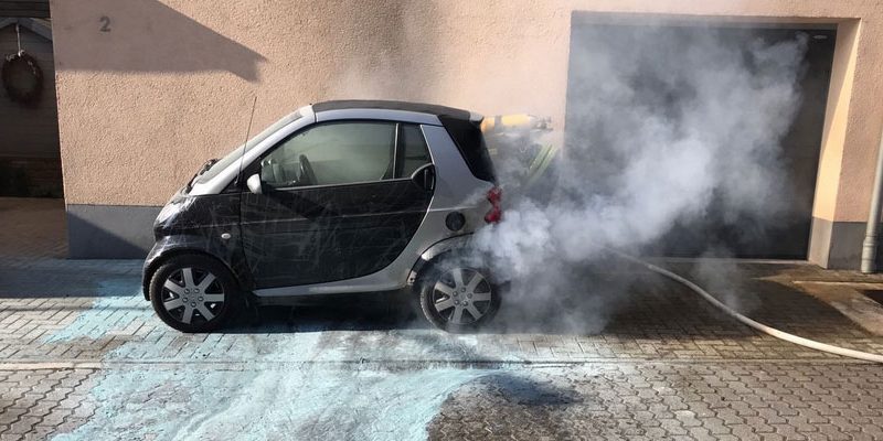 Dieser Smart wurde opfer der Flammen (Foto: Feuerwehr Völklingen)