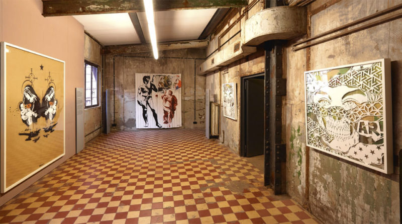 Die "4. UrbanArt Biennale® 2017" im Weltkulturerbe Völklinger Hütte Kunstwerke: Banksy: Toxic Mary (double), 2003 | Blek le Rat: David on Wood, 2016 | Ian Kuali’i: Fragments Melancholy Wasteland #7 | #8, 2016 Copyright: © Weltkulturerbe Völklinger Hütte/Hans-Georg Merkel