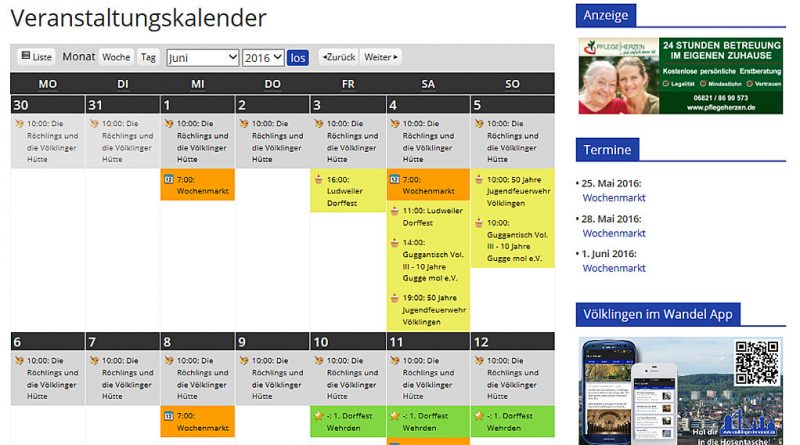 Nun ist es wirklich ein Kalender: Unsere Veranstaltungsübersicht wird ihrer Überschrift nun gerecht.