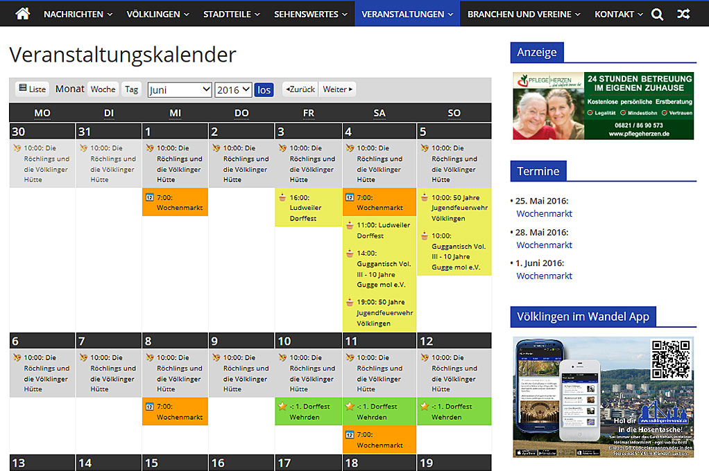 Nun ist es wirklich ein Kalender: Unsere Veranstaltungsübersicht wird ihrer Überschrift nun gerecht.